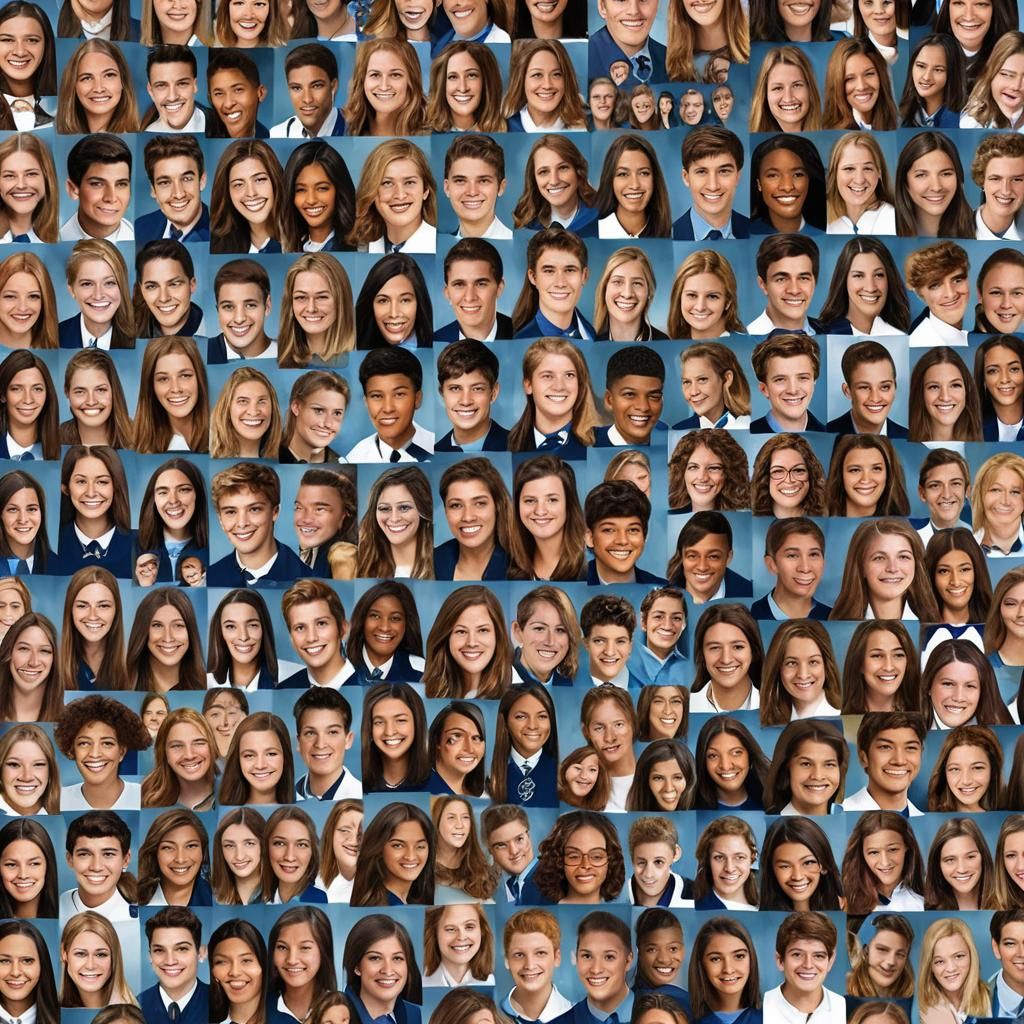 Humorous High School Yearbook Page in Detailed Matte Paintin...