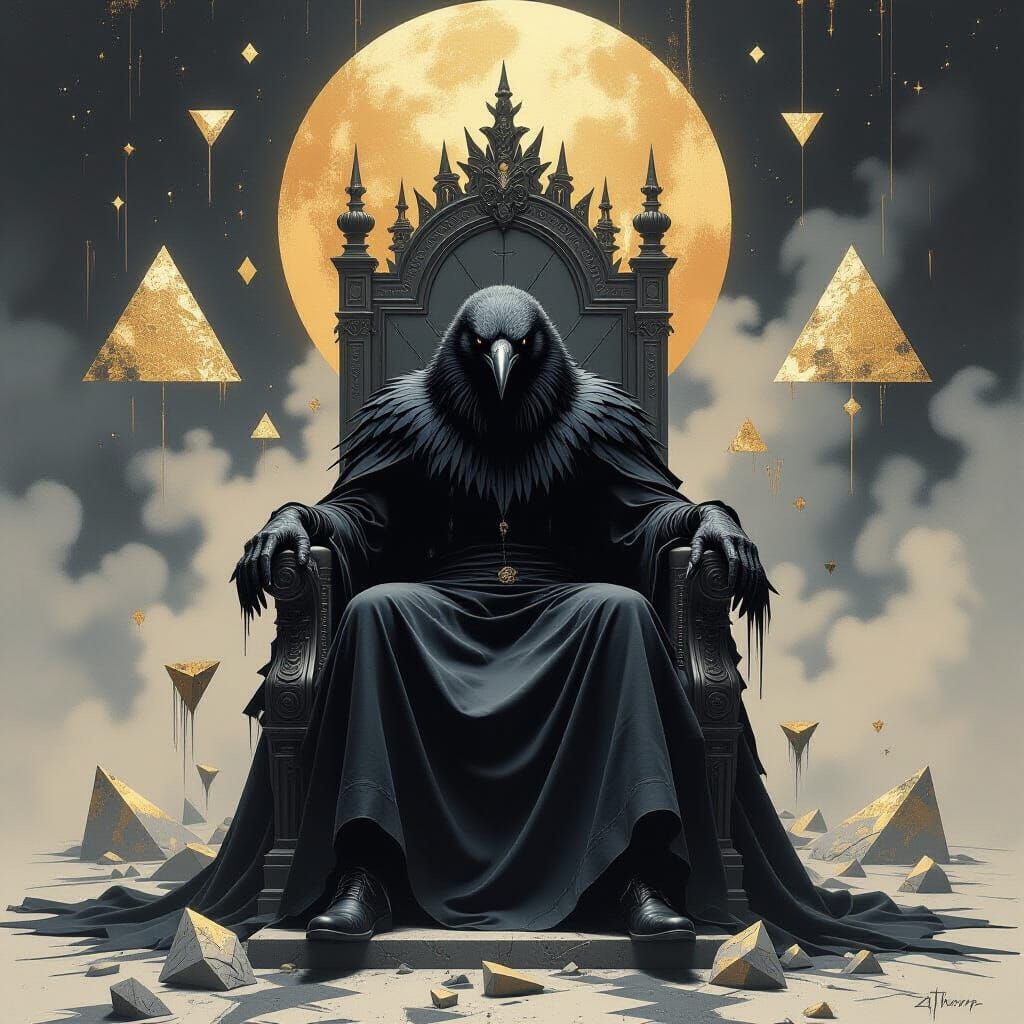 Fallen Crow King on Polygon Throne