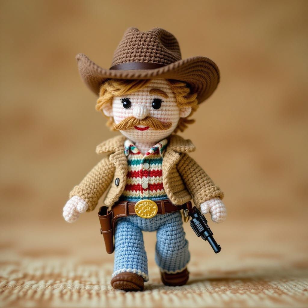 Crochet Doll of Robert Redford as Sundance Kid