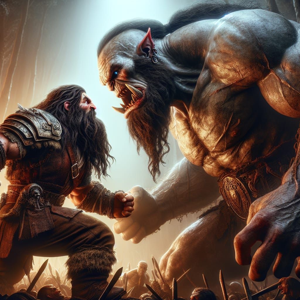Giant Orc vs Fantasy Dwarf