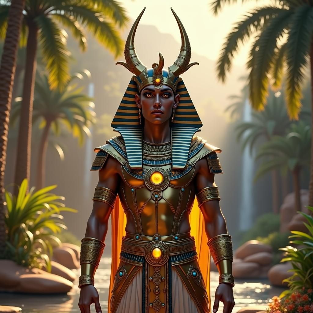 Egyptian God Ra in Ornate Armor