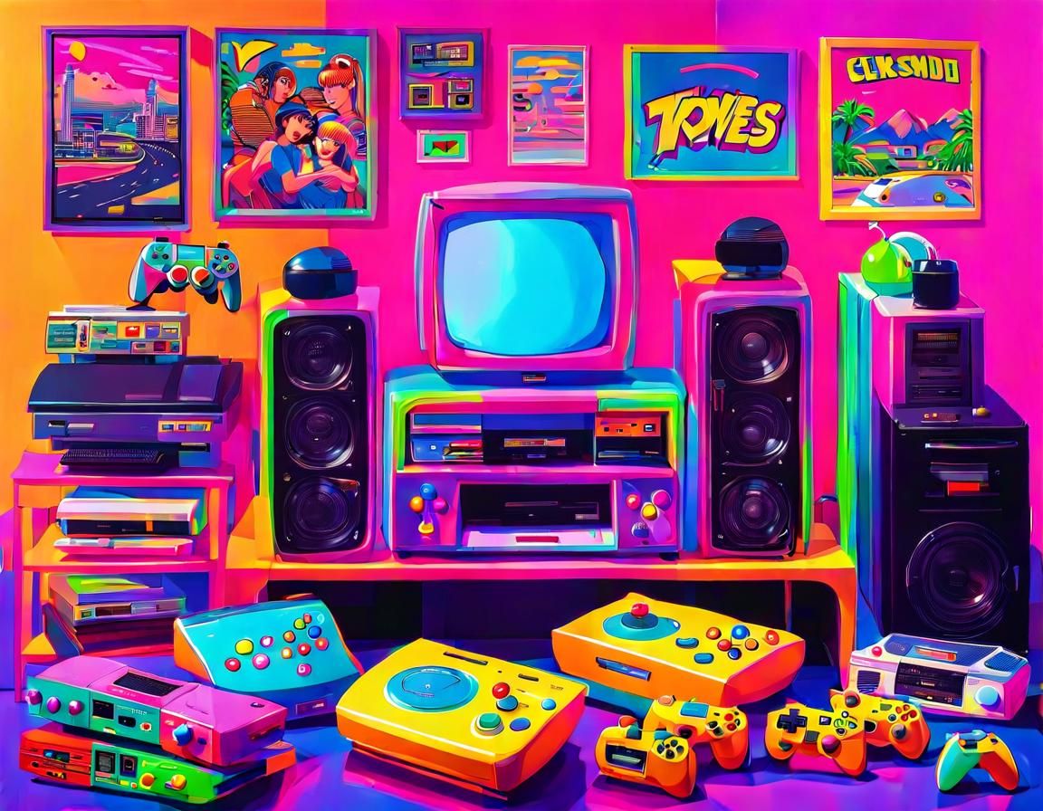 Vibrant 90s Teenager Bedroom with Retro Decor
