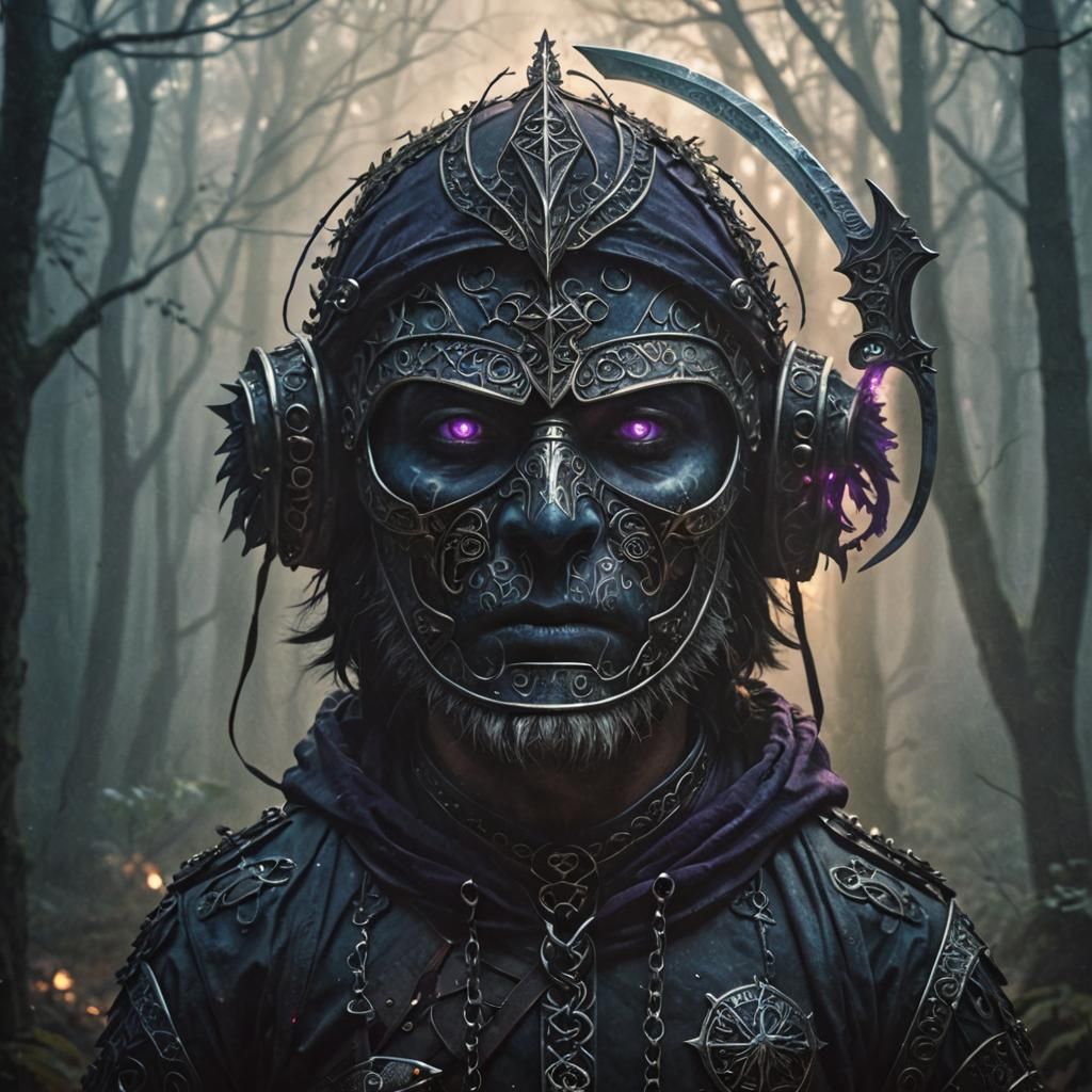 Gothic Warrior in Dark Fantasy Forest