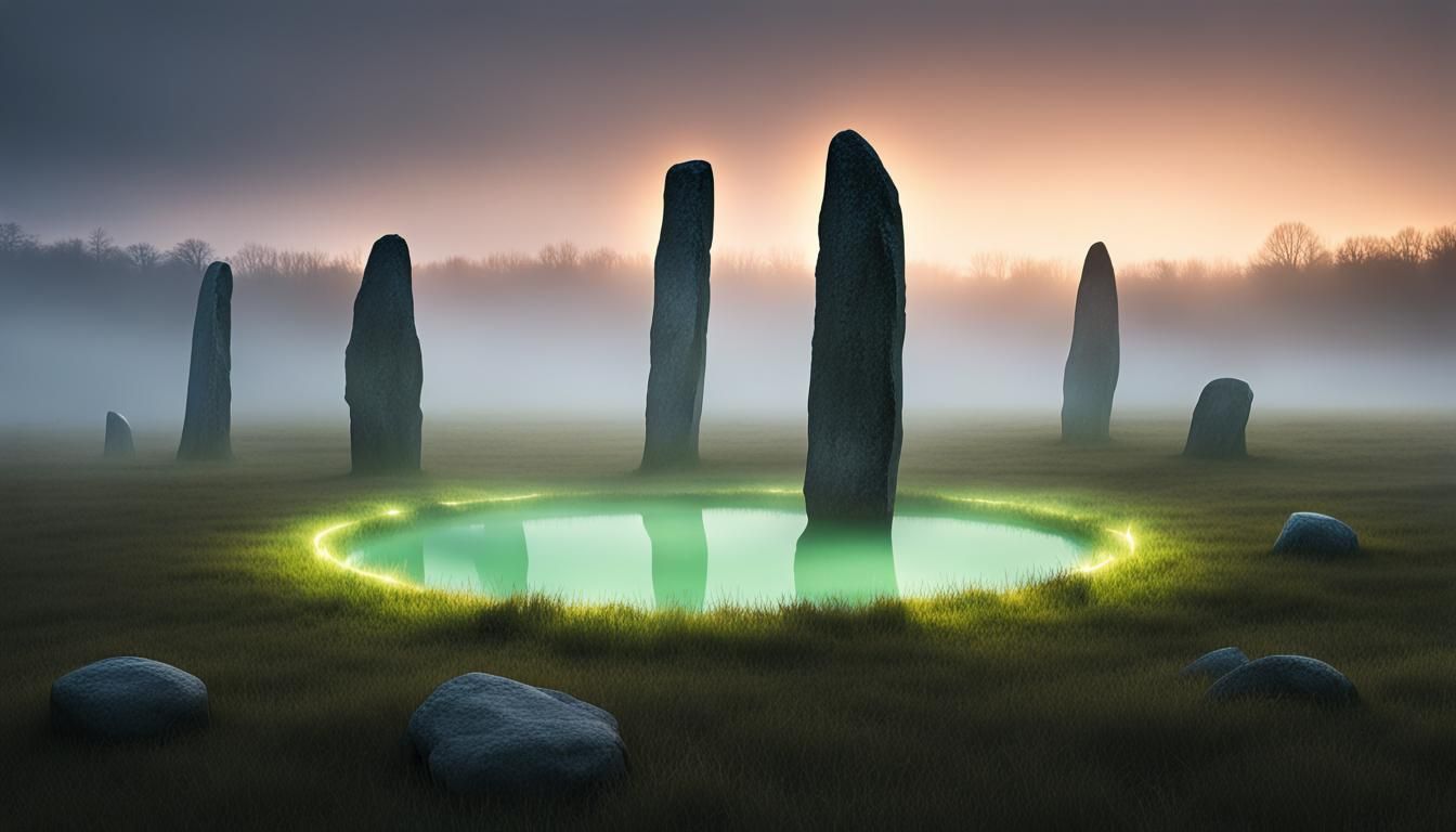 Misty Standing Stones with Magic Pool