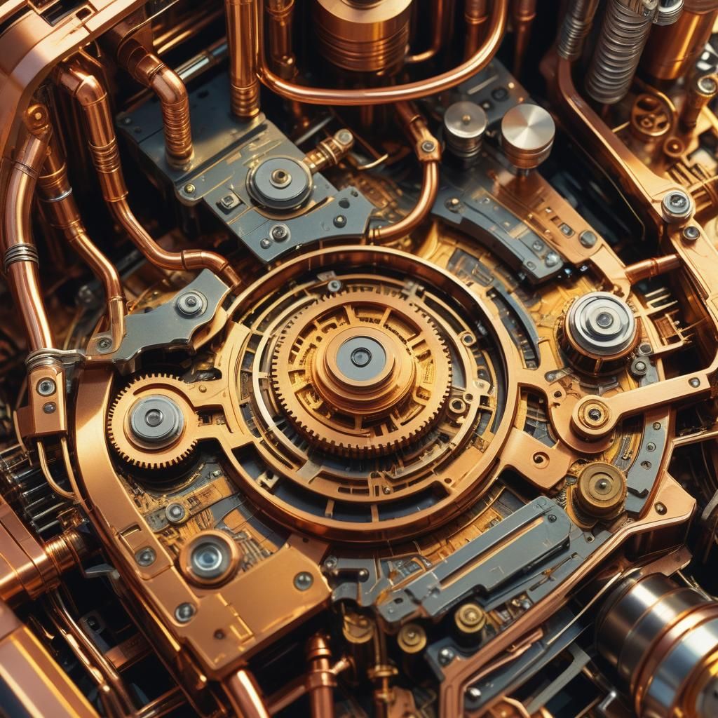 Steampunk Cyberpunk Giant Circuit Shimmers with Electricity