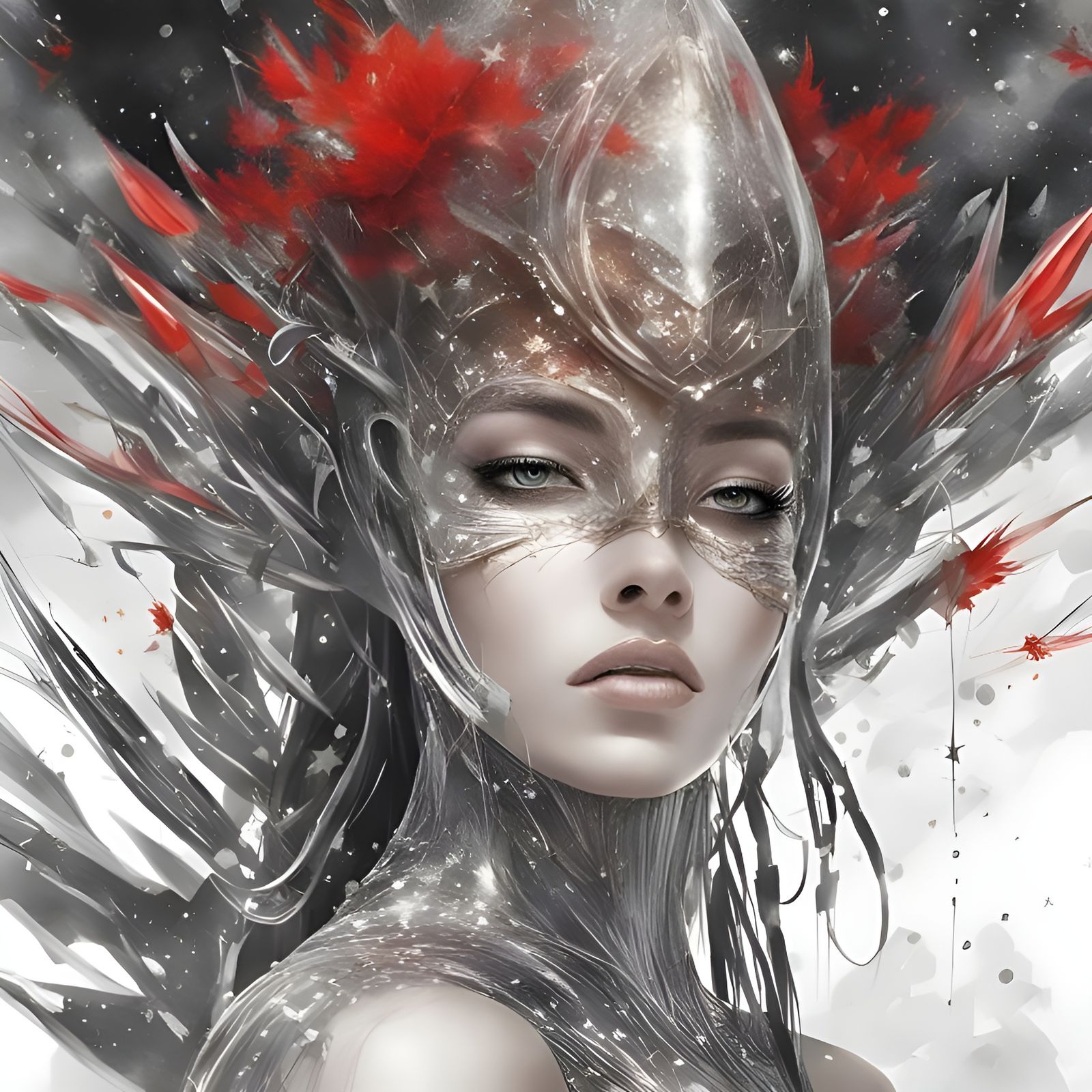 Alien Girl Portrait in Futuristic Landscape