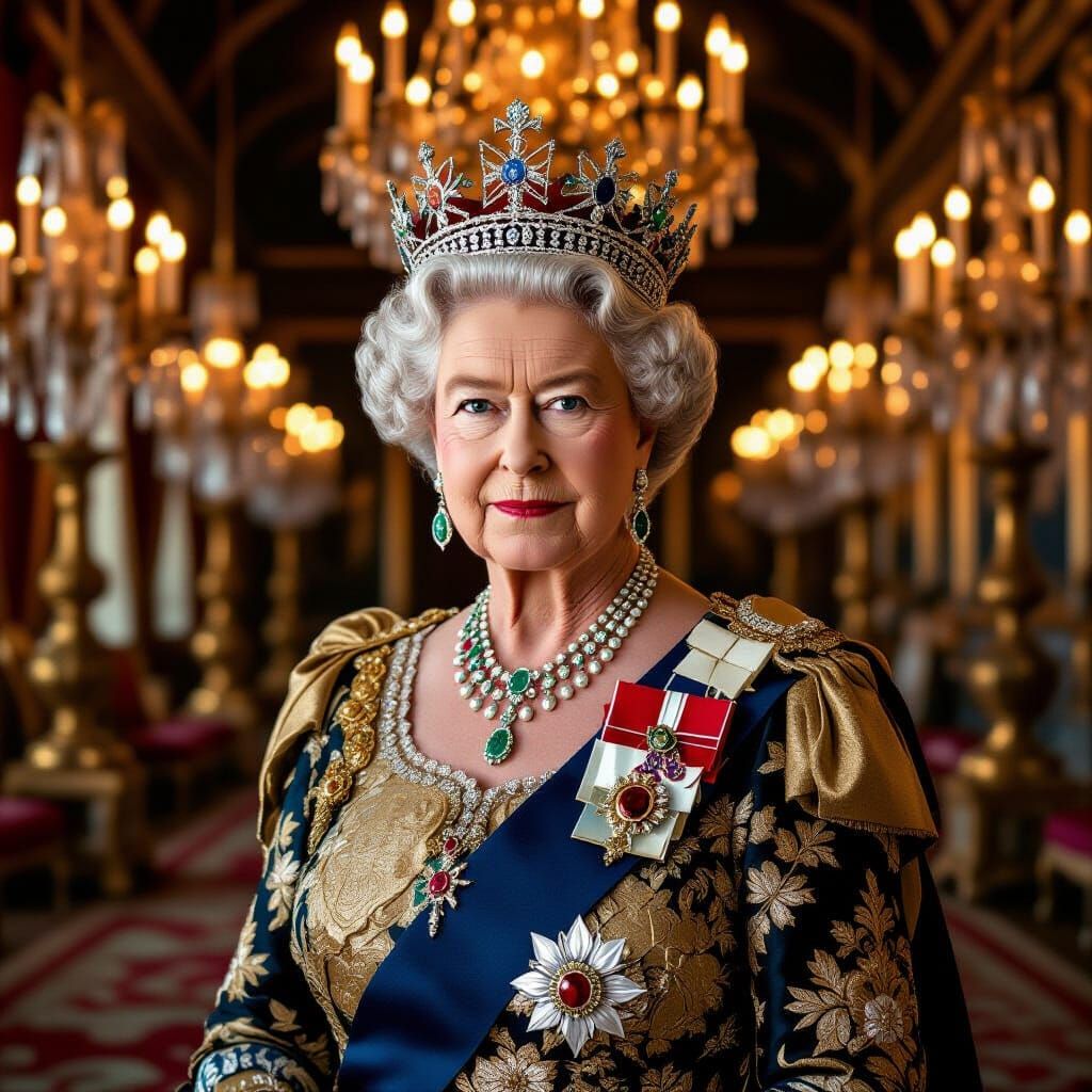 Queen Elizabeth II Portrait in Rembrandt Style