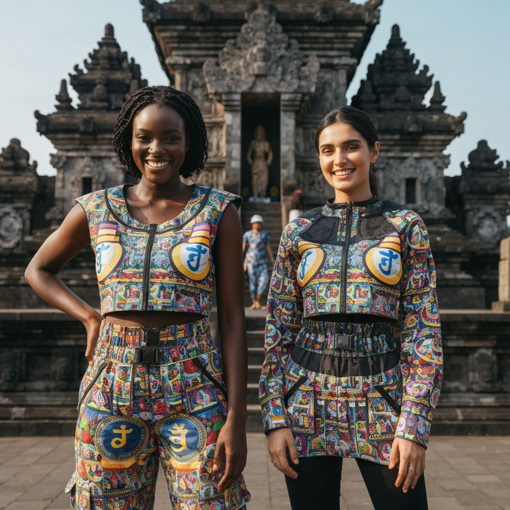 Futuristic Streetwear Fashion at Indonesian Temple