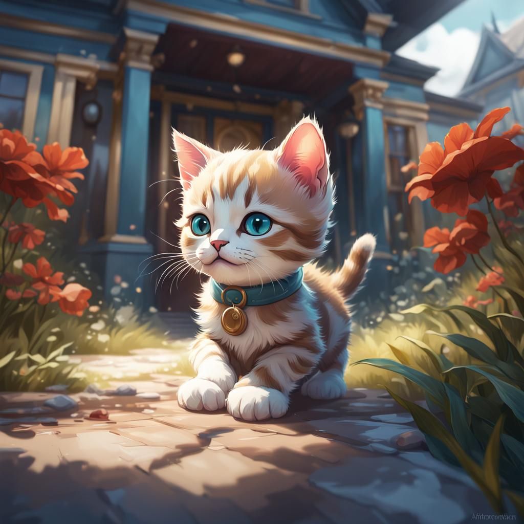 Adorable Baby Cat Portrait in Hyperdetailed Style