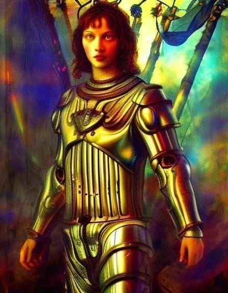 Glass Knight Refracting Rainbows: Digital Art