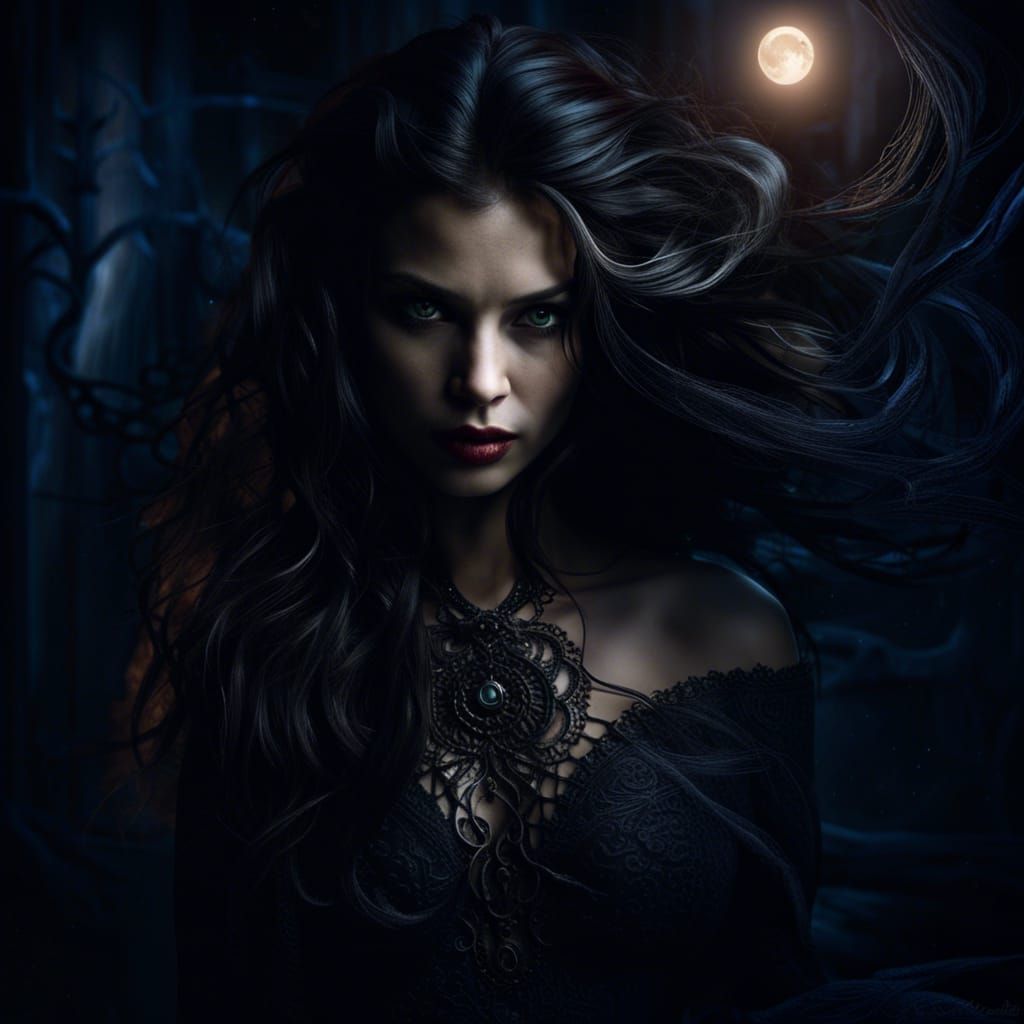 Dark Vampire with Swirling Energy in Hyperrealistic Style