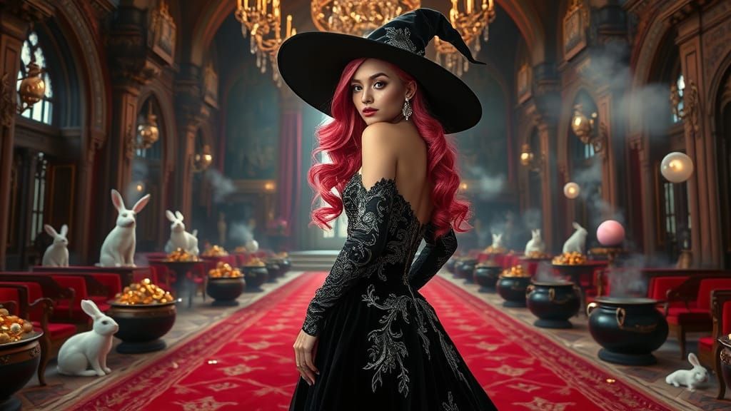 Gothic Witch in Medieval Castle