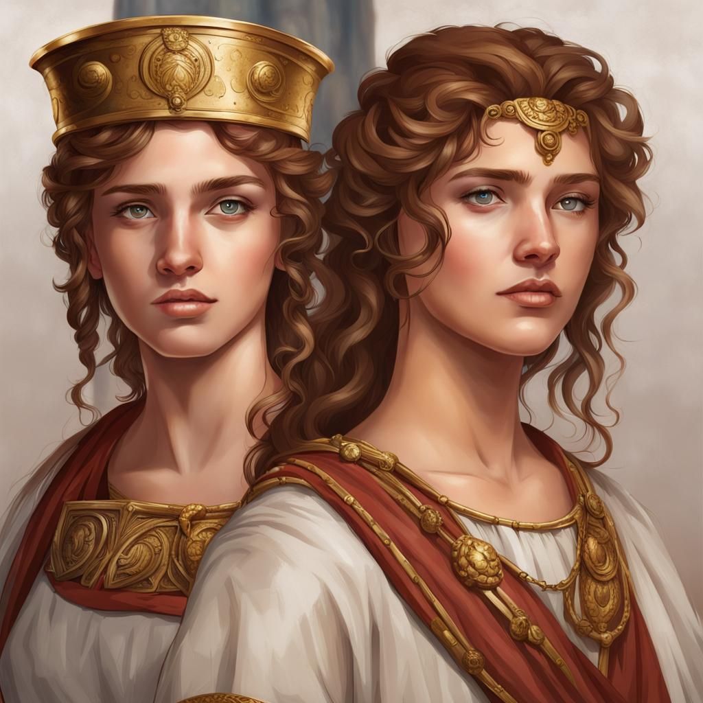 Young Roman Female General with Brown-Gold Hair