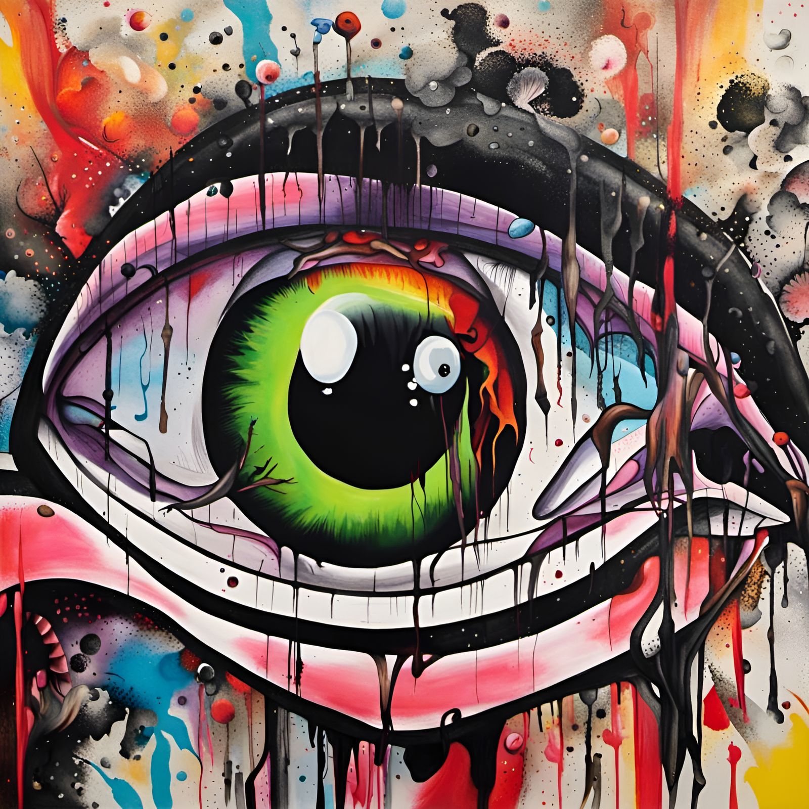 Eye with Tear: Graffiti Art Expressing Deep Pain