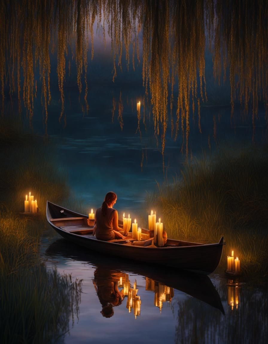 Magical Realism: Candles on Water at Golden Hour