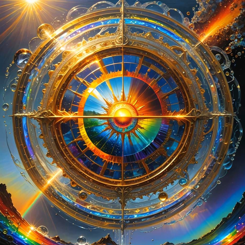 Sun's Energy Destroys River with Silver Geometry