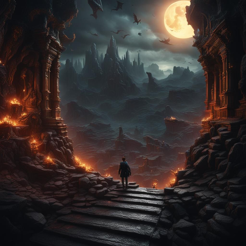 Figure Falling into Darkness: Fantasy Concept Art