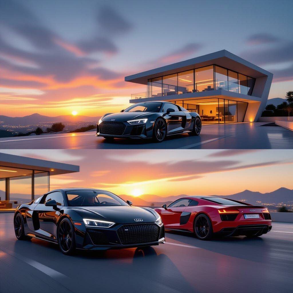 Tony Stark Drives Audi R8 At Sunset Mansion