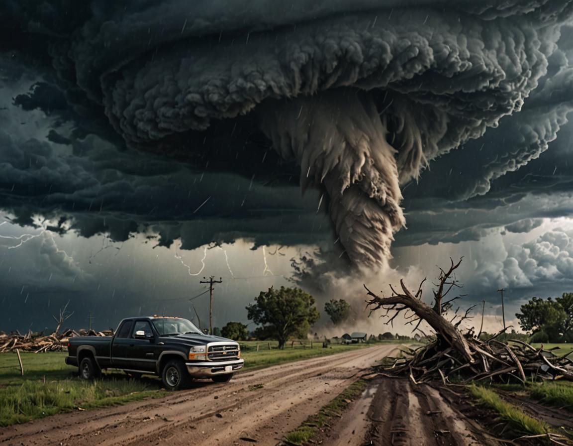 Dramatic F5 Tornado in Hyper-Realistic Digital Art
