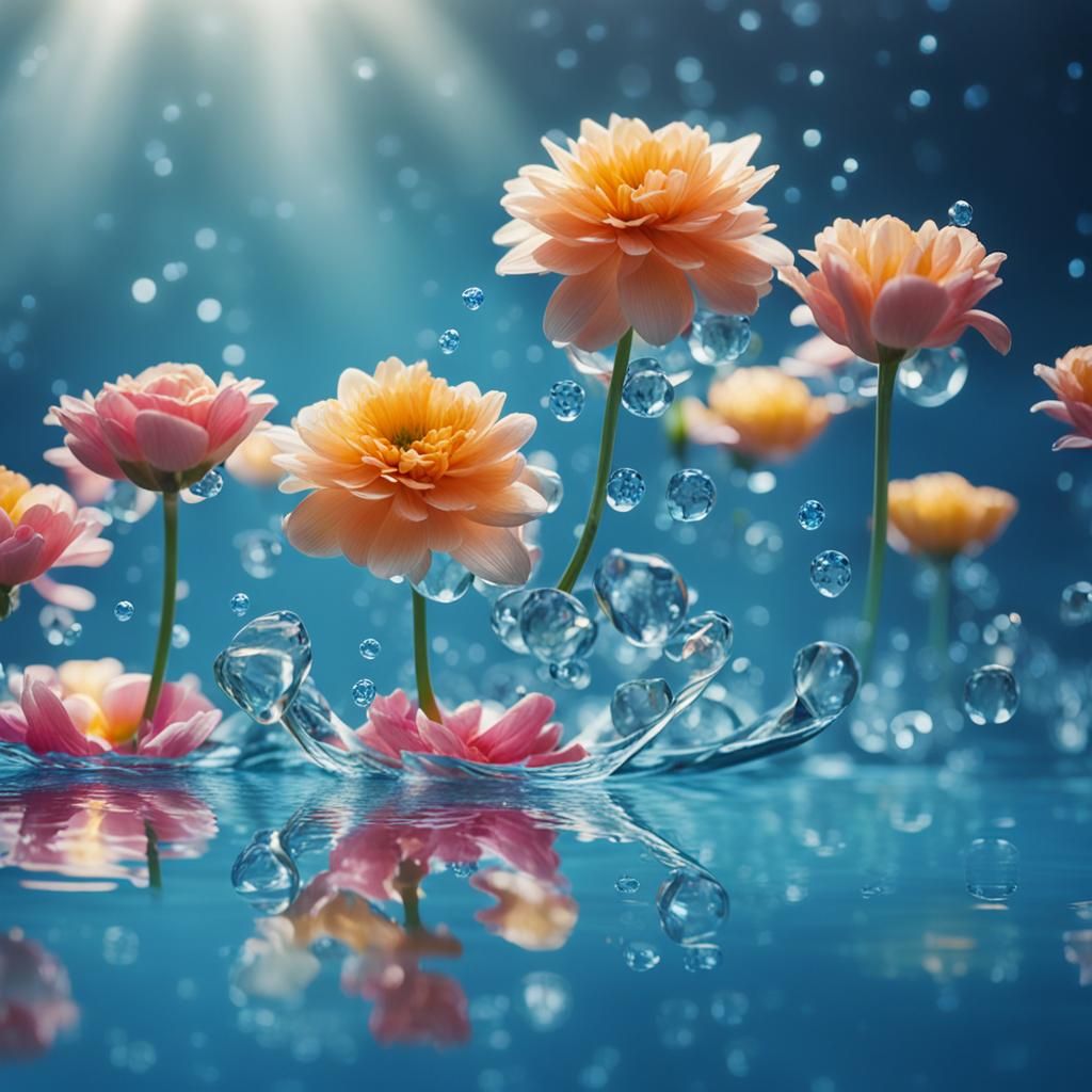 Fresh Flowers Underwater: Crystal Clear Still Life
