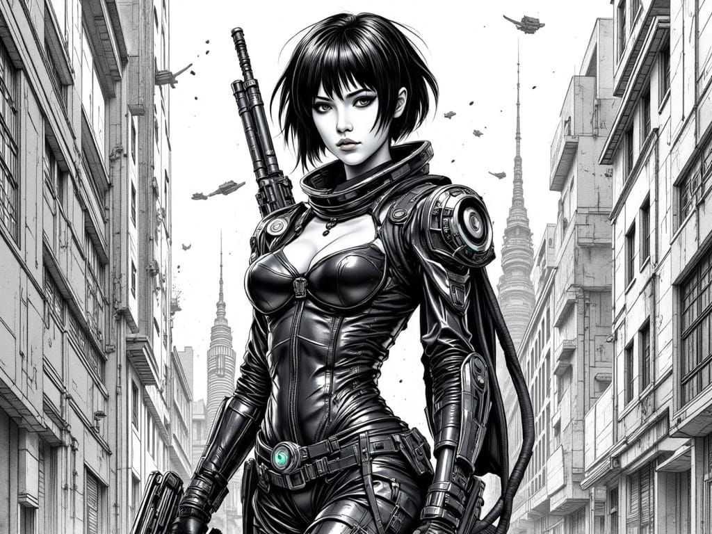 Determined Warrior Stands Against Dystopian Ruins in Gritty ...