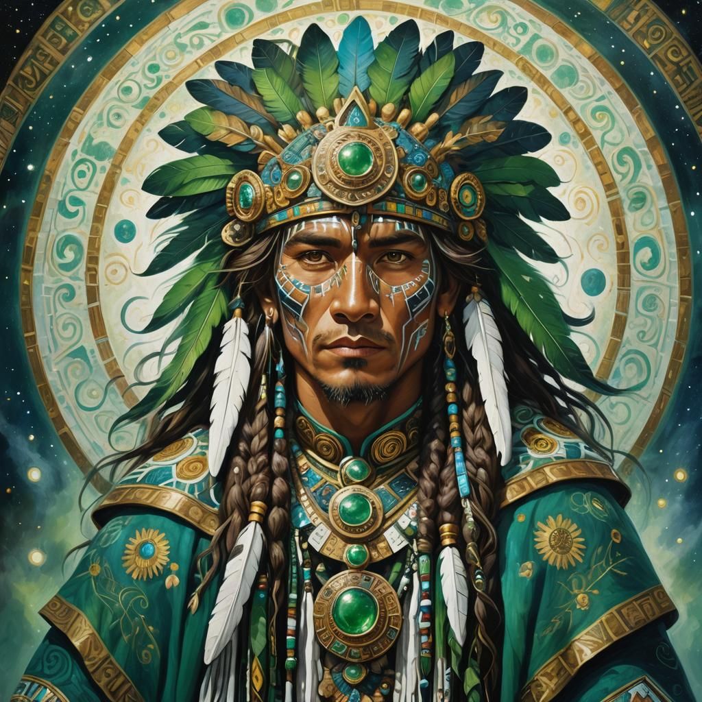 Mayan Jaguar Shaman in Regal Regalia