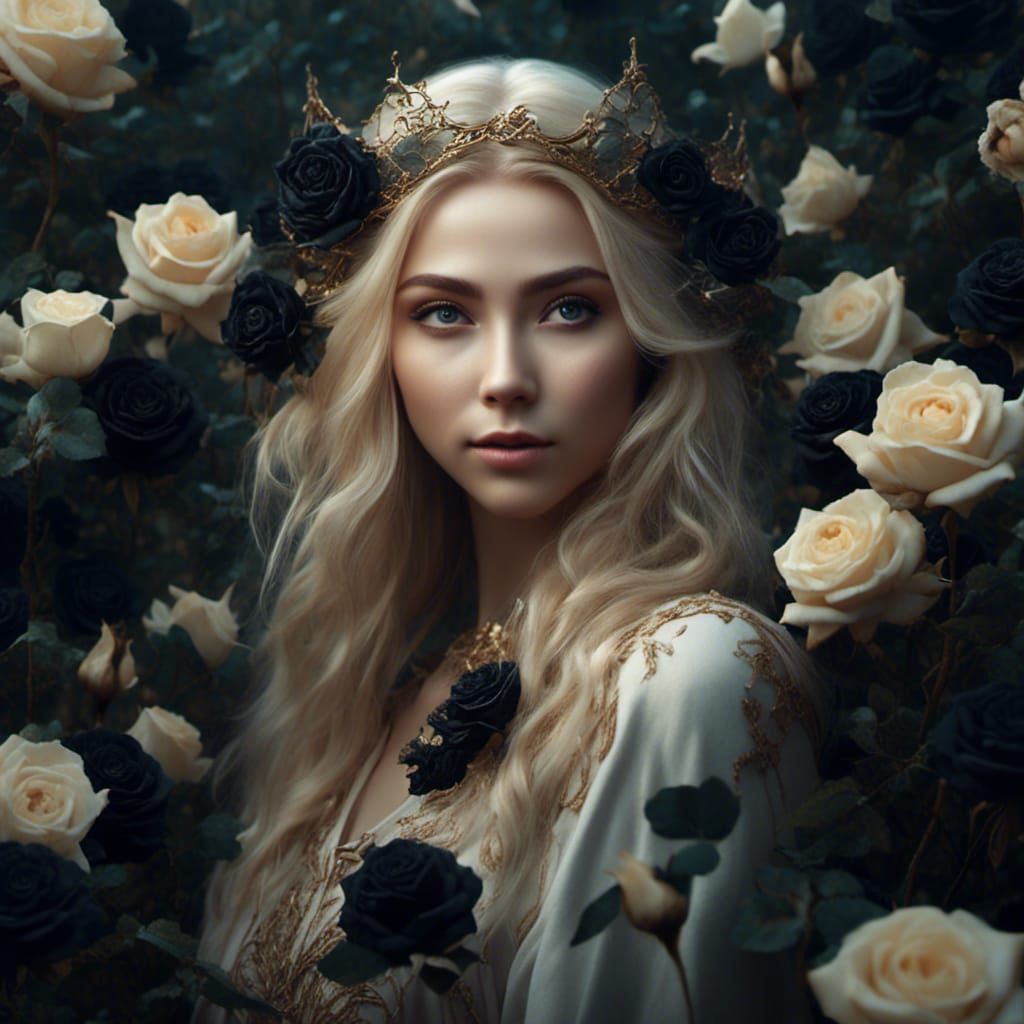 Blond Elf Surrounded by Dark Elven Roses