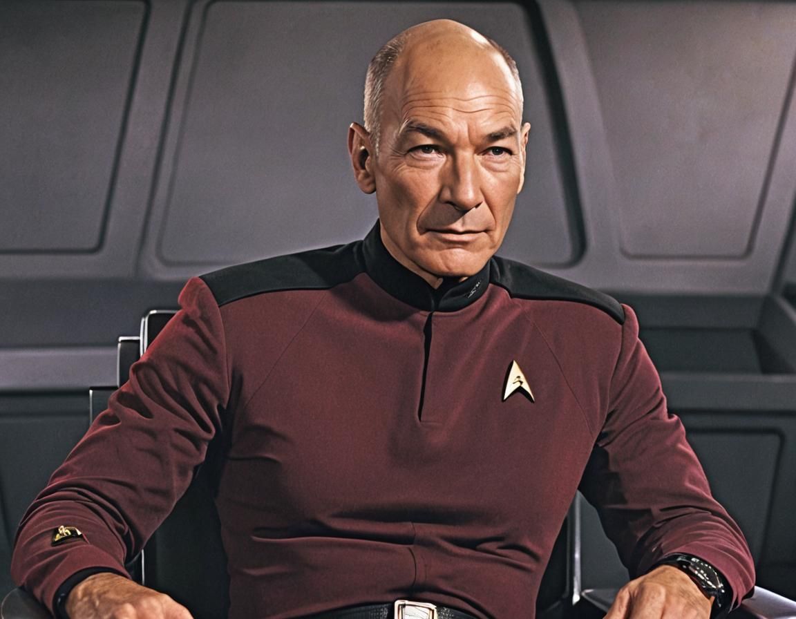 Jean-Luc Picard on USS Enterprise-D Bridge