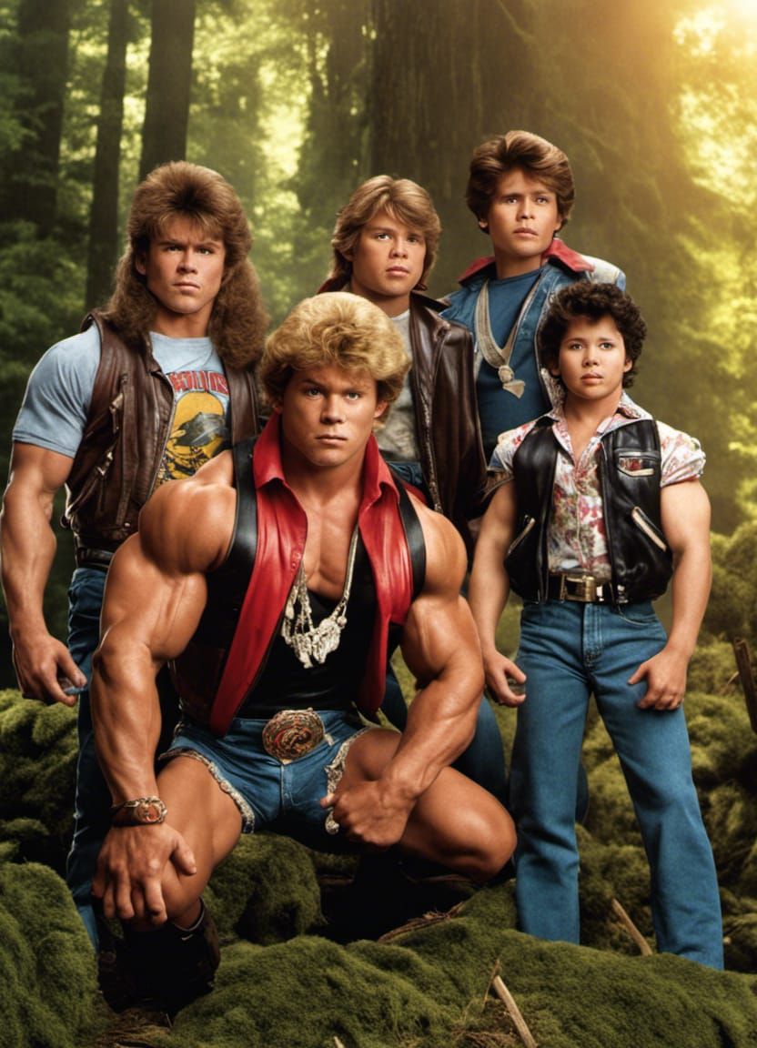 The Goonies as 80s Bodybuilder Movie Stars
