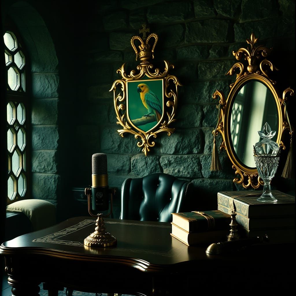 Whimsical Medieval Office in Emerald Green and Black