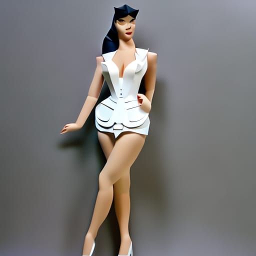 Bettie Page Pinup in Origami Paper Sculpture