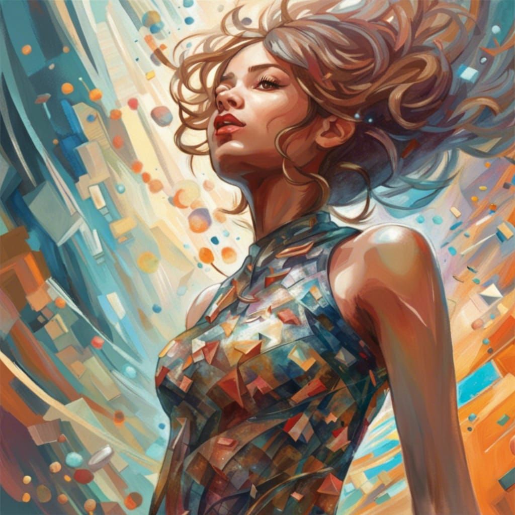 Girl Dancing in Mycelium Art Museum, Hyperrealistic Portrait