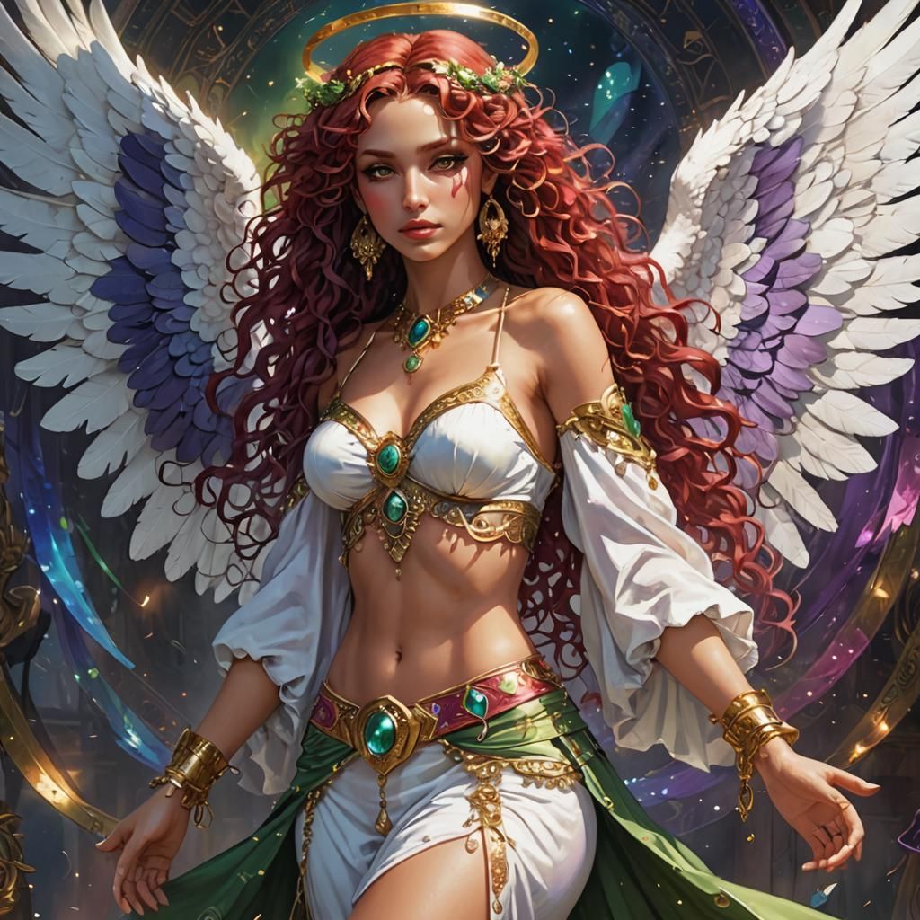 Beautiful Angel in Gypsy Outfit, Fantasy Art
