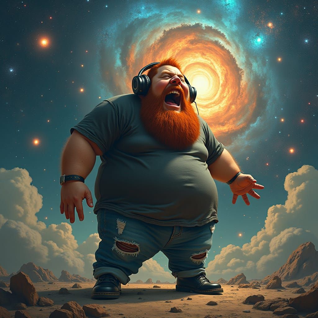 Man Eats Universe in Matte Painting Style