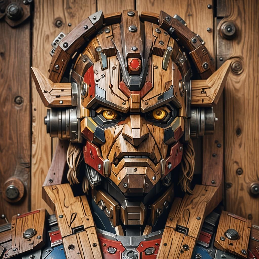 Detailed Wooden Voltron Close-up Photograph