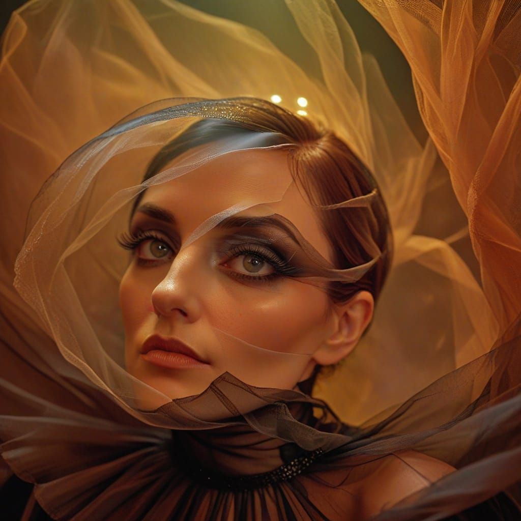 Serene Melancholy in a Dark, Elegant Portrait