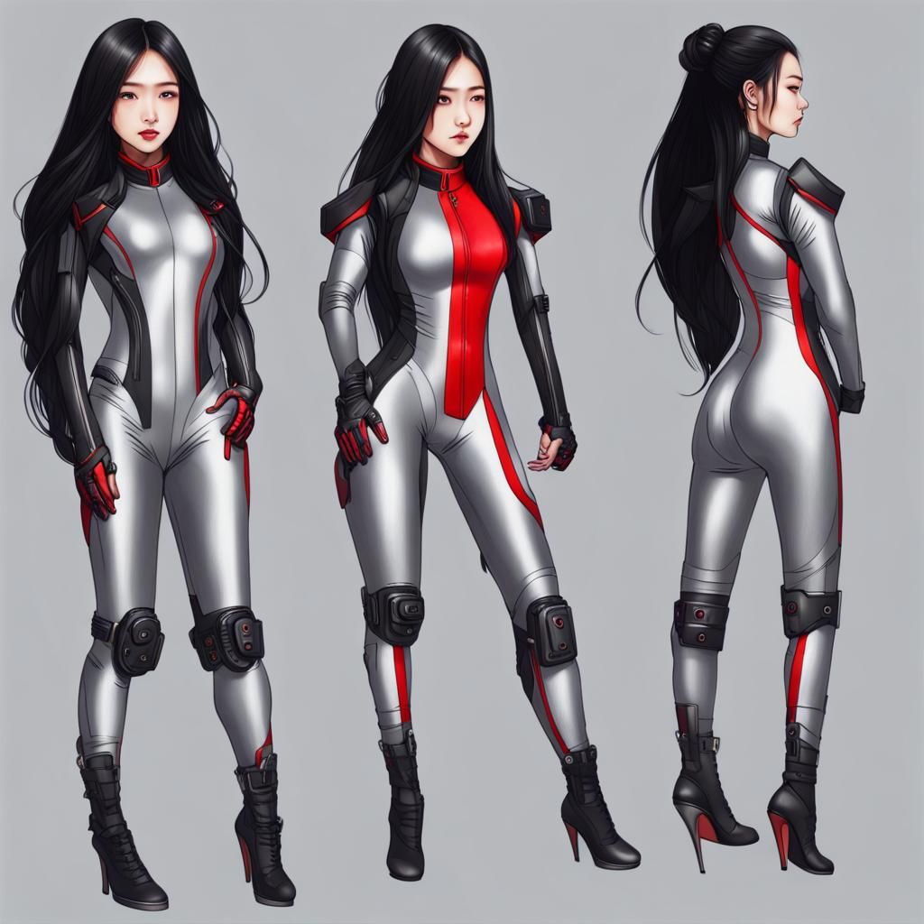 Asian Girl in Mech Cockpit, Futuristic Style