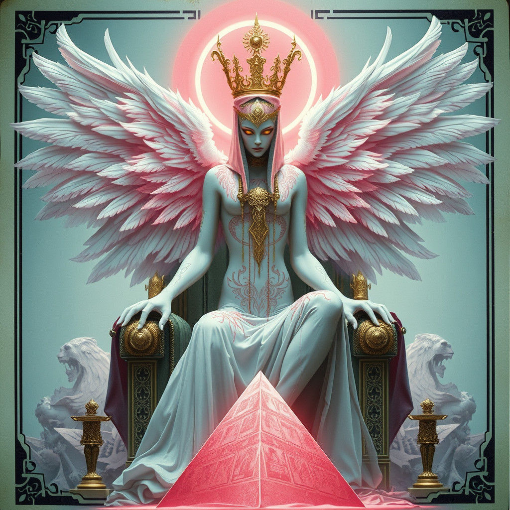 Monarch on Throne in Dark Psychedelic Anime Style