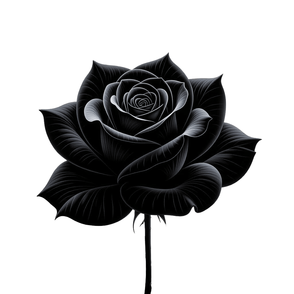 Chiaroscuro Rose: Black and White Oil Painting
