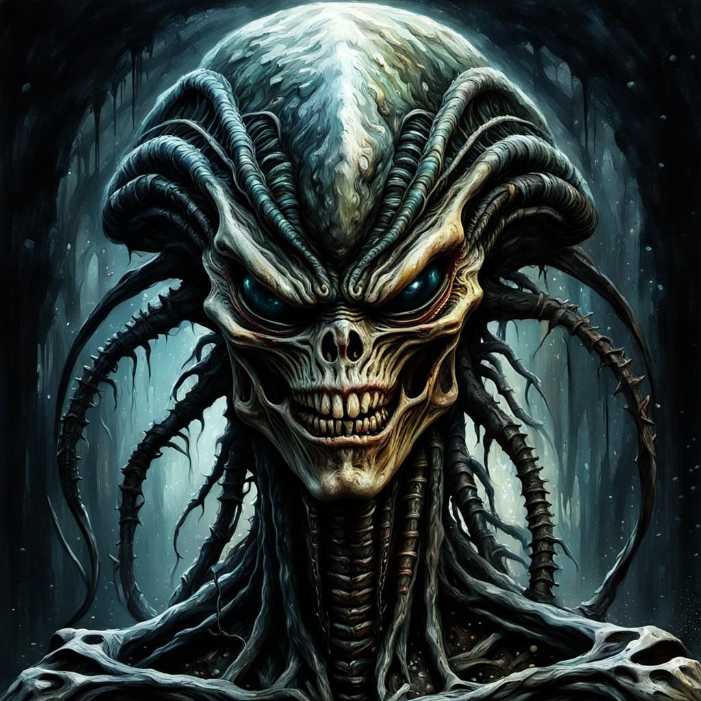 Grotesque Xenomorph: An Impasto Impressionist Masterpiece