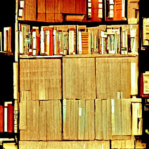 Grand Library with Piles of Books