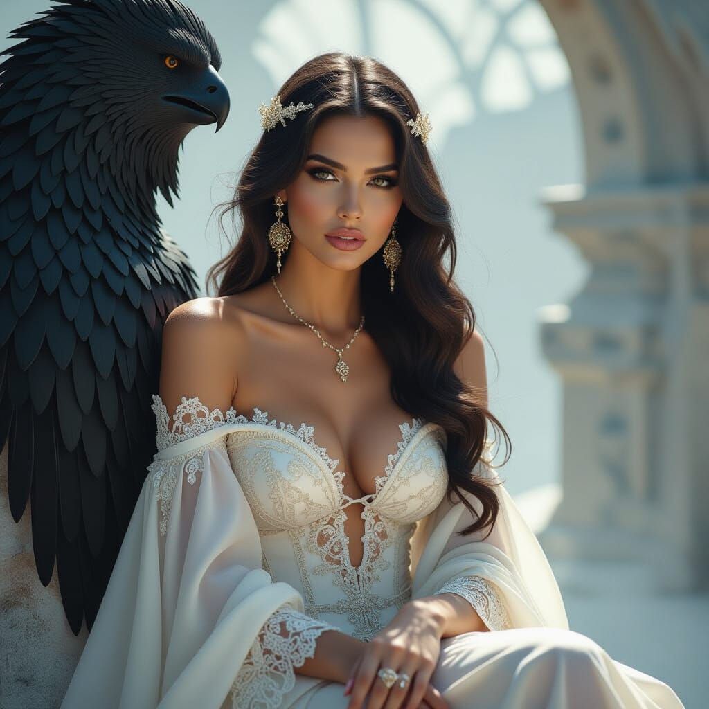 Ethereal Woman in a Mystical, Surreal Setting