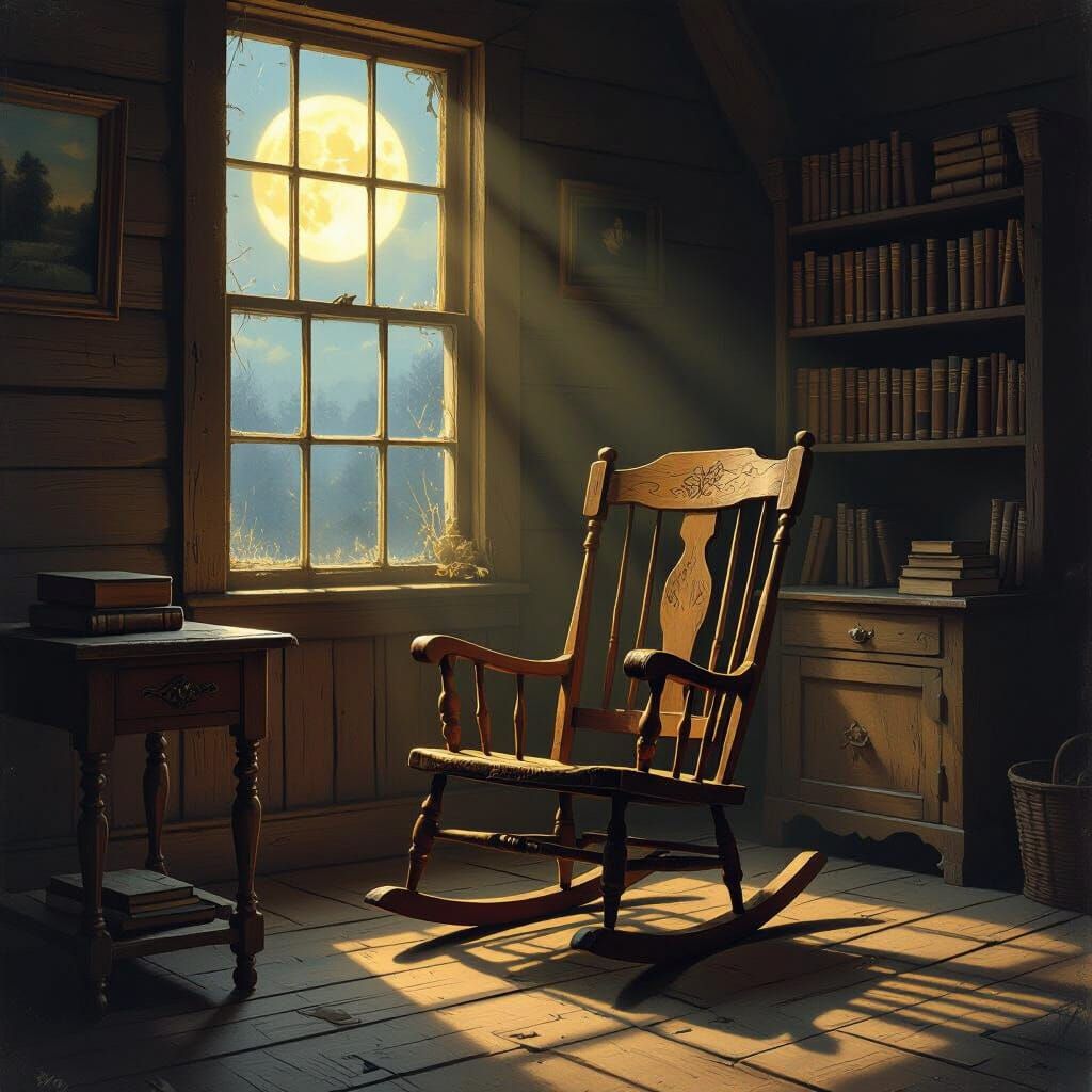 Cozy Moonlight Interior Scene in Digital Painting Style