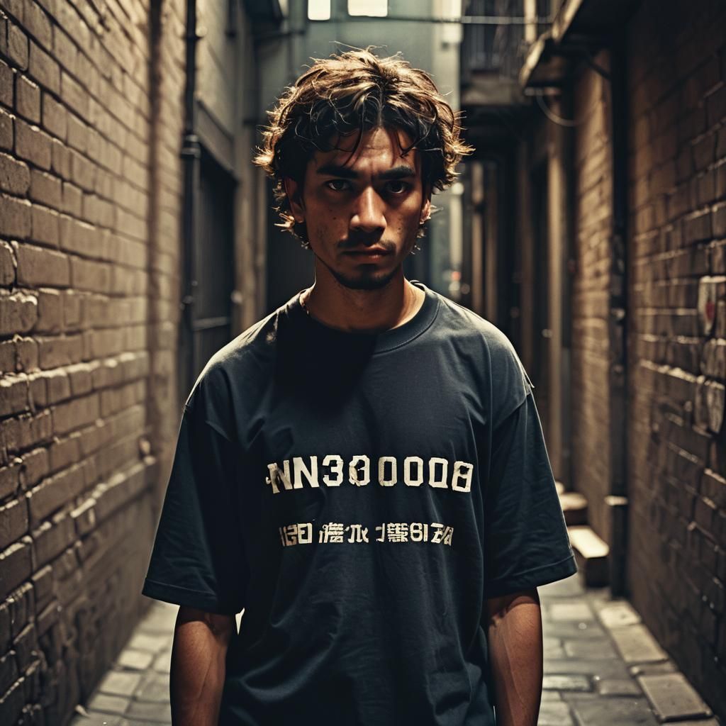 Gritty Gang Member Portrait in Noir Style