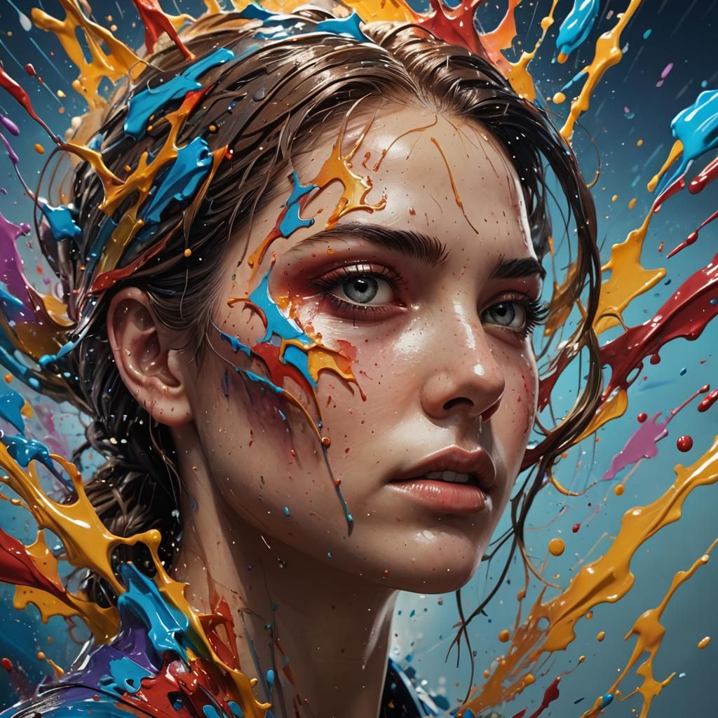 Hyperrealistic Portrait in Splash Art Style