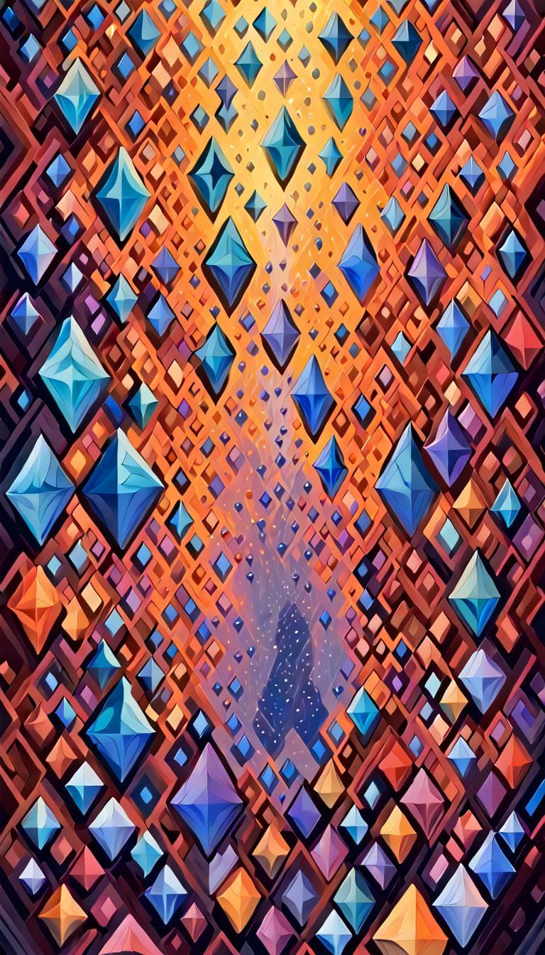 Crystals Visualizing Music Frequency in Surreal Style