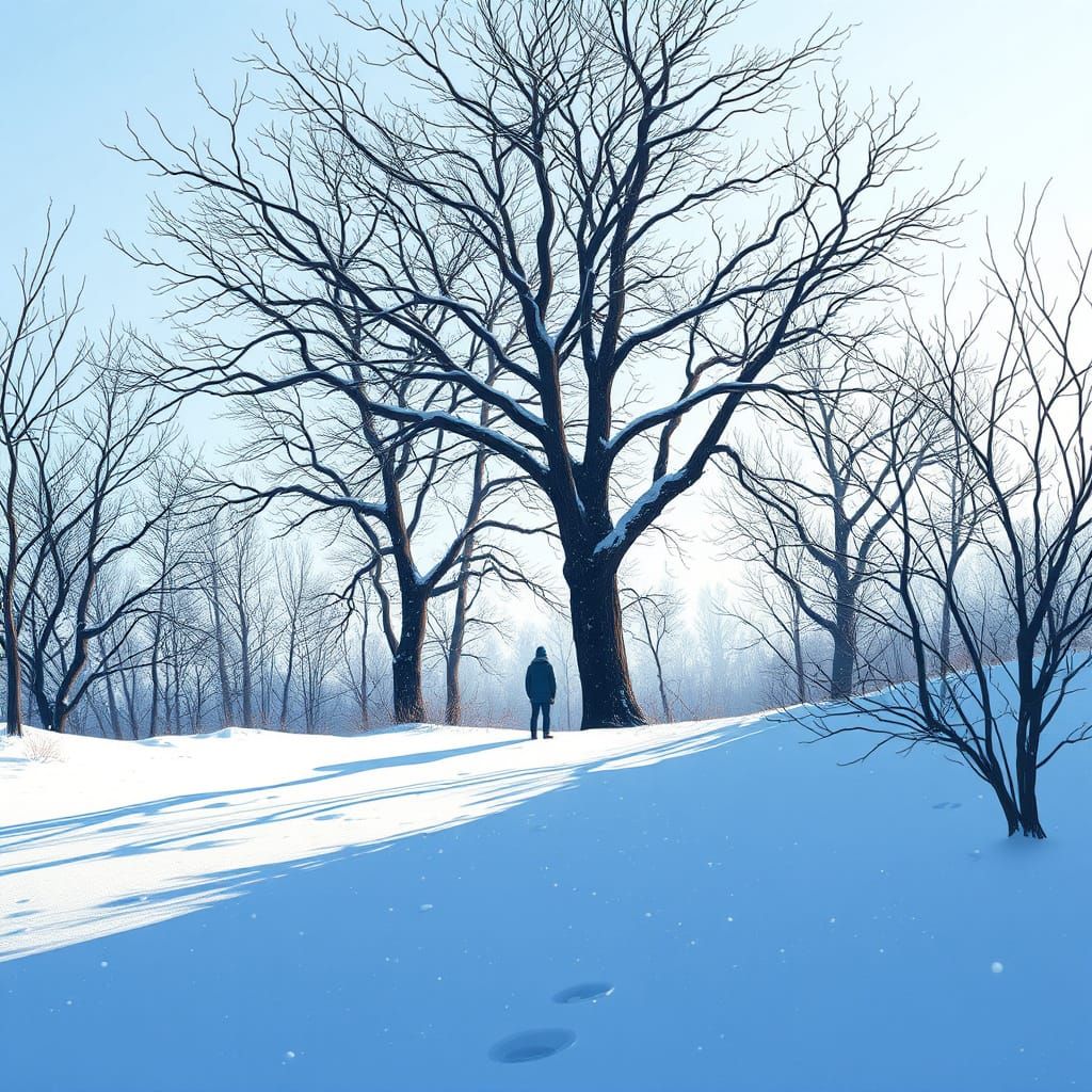 Serene Winter Landscape with Lone Figure