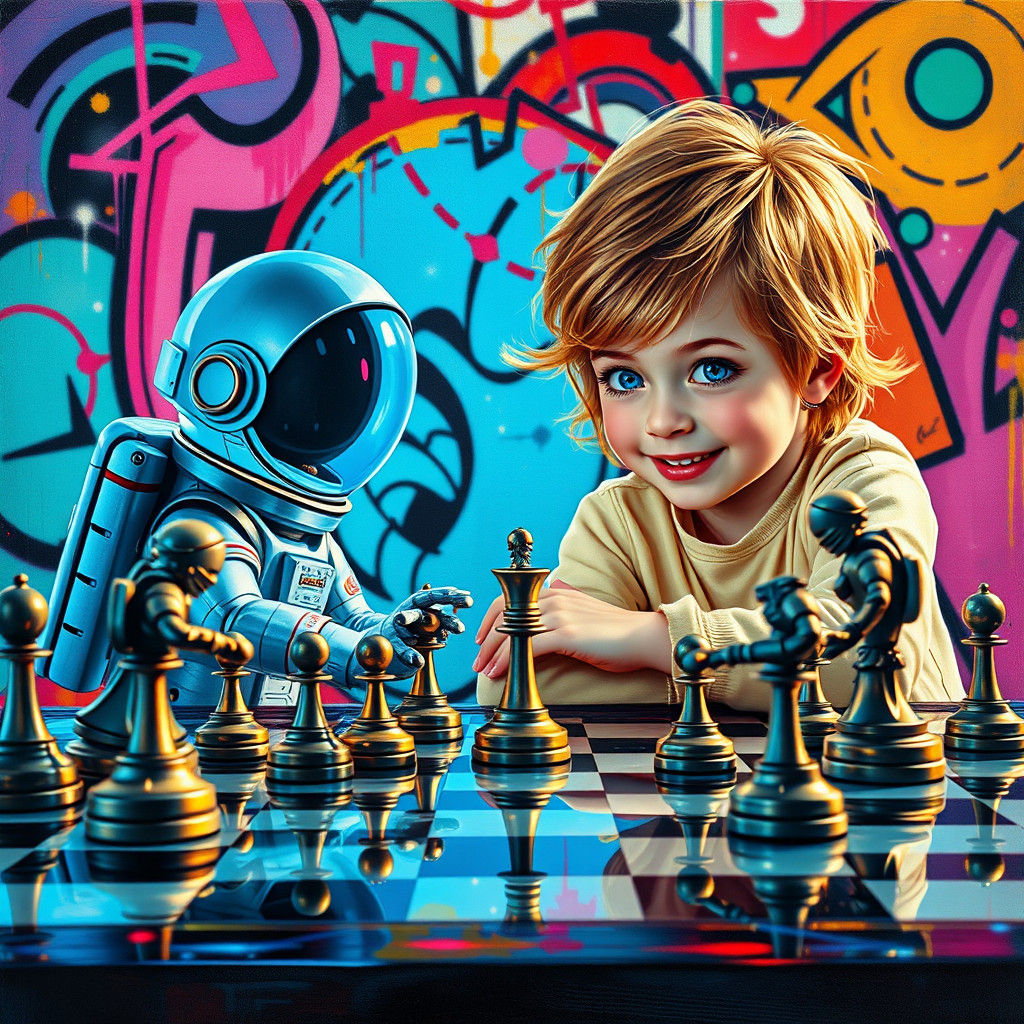 Futuristic Chess Game with Hologram Opponent