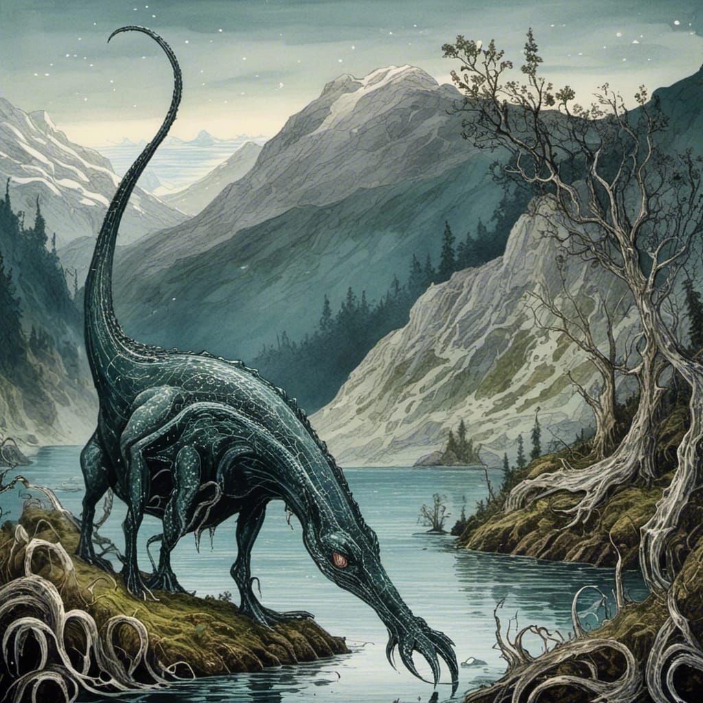 Fairytale Loch Ness Monster Emerges from Lake