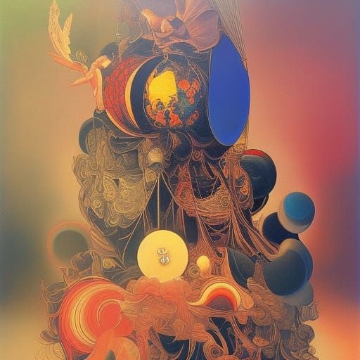 Abstract Fractal Dodecahedron in Expressionist Oil